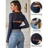 imageAvidlove Women Sexy Long Sleeve Mesh Crop Top Solid Cover Up with Spaghetti Strap Cami Top 2 Pieces Clubwear with Thumb HolesNavy Blue