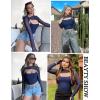 imageAvidlove Women Sexy Long Sleeve Mesh Crop Top Solid Cover Up with Spaghetti Strap Cami Top 2 Pieces Clubwear with Thumb HolesNavy Blue