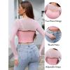 imageAvidlove Women Sexy Long Sleeve Mesh Crop Top Solid Cover Up with Spaghetti Strap Cami Top 2 Pieces Clubwear with Thumb HolesPink