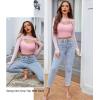 imageAvidlove Women Sexy Long Sleeve Mesh Crop Top Solid Cover Up with Spaghetti Strap Cami Top 2 Pieces Clubwear with Thumb HolesPink
