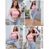 imageAvidlove Women Sexy Long Sleeve Mesh Crop Top Solid Cover Up with Spaghetti Strap Cami Top 2 Pieces Clubwear with Thumb HolesPink