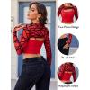 imageAvidlove Women Sexy Long Sleeve Mesh Crop Top Solid Cover Up with Spaghetti Strap Cami Top 2 Pieces Clubwear with Thumb HolesRed Pattern 1