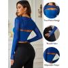 imageAvidlove Women Sexy Long Sleeve Mesh Crop Top Solid Cover Up with Spaghetti Strap Cami Top 2 Pieces Clubwear with Thumb HolesSky Blue