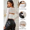 imageAvidlove Women Sexy Long Sleeve Mesh Crop Top Solid Cover Up with Spaghetti Strap Cami Top 2 Pieces Clubwear with Thumb HolesWhite