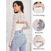 imageAvidlove Women Sexy Long Sleeve Mesh Crop Top Solid Cover Up with Spaghetti Strap Cami Top 2 Pieces Clubwear with Thumb HolesWhite Flower
