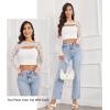 imageAvidlove Women Sexy Long Sleeve Mesh Crop Top Solid Cover Up with Spaghetti Strap Cami Top 2 Pieces Clubwear with Thumb HolesWhite Flower