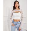 imageAvidlove Women Sexy Long Sleeve Mesh Crop Top Solid Cover Up with Spaghetti Strap Cami Top 2 Pieces Clubwear with Thumb HolesWhite Flower