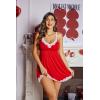 imageAvidlove Women Sexy Sleepwear Lace Chemise Nightgown Full Slip Babydoll SleepwearA Red