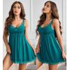 imageAvidlove Women Sexy Sleepwear Lace Chemise Nightgown Full Slip Babydoll SleepwearBlue Green1