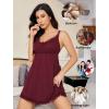imageAvidlove Women Sexy Sleepwear Lace Chemise Nightgown Full Slip Babydoll SleepwearDeep Red