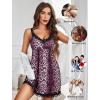imageAvidlove Women Sexy Sleepwear Lace Chemise Nightgown Full Slip Babydoll SleepwearPurple Leopard