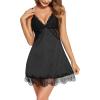 imageAvidlove WomenS Nightgowns Sexy Lace Night Gown Satin VNeck Chemise Plus Size Sikly NightgownsBlack