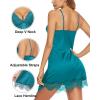 imageAvidlove WomenS Nightgowns Sexy Lace Night Gown Satin VNeck Chemise Plus Size Sikly NightgownsDark Green