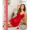 imageAvidlove WomenS Nightgowns Sexy Lace Night Gown Satin VNeck Chemise Plus Size Sikly NightgownsLight Red