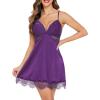 imageAvidlove WomenS Nightgowns Sexy Lace Night Gown Satin VNeck Chemise Plus Size Sikly NightgownsPurple