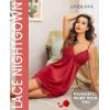 imageAvidlove WomenS Nightgowns Sexy Lace Night Gown Satin VNeck Chemise Plus Size Sikly NightgownsRed
