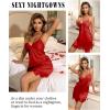 imageAvidlove WomenS Nightgowns Sexy Lace Night Gown Satin VNeck Chemise Plus Size Sikly NightgownsRed