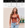 imageAvidlove Womens Mesh Top Long Sleeve Mock Neck Sheer Blouse See Through Floral Lace TopsBrown