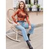 imageAvidlove Womens Mesh Top Long Sleeve Mock Neck Sheer Blouse See Through Floral Lace TopsBrown