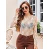 imageAvidlove Womens Mesh Top Long Sleeve Mock Neck Sheer Blouse See Through Floral Lace TopsChampagne