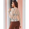 imageAvidlove Womens Mesh Top Long Sleeve Mock Neck Sheer Blouse See Through Floral Lace TopsChampagne