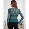 imageAvidlove Womens Mesh Top Long Sleeve Mock Neck Sheer Blouse See Through Floral Lace TopsDark Blue