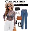 imageAvidlove Womens Mesh Top Long Sleeve Mock Neck Sheer Blouse See Through Floral Lace TopsGrey