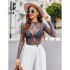 imageAvidlove Womens Mesh Top Long Sleeve Mock Neck Sheer Blouse See Through Floral Lace TopsGrey