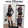 imageAvidlove Womens Mesh Top Long Sleeve Mock Neck Sheer Blouse See Through Floral Lace TopsNavy Blue