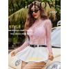 imageAvidlove Womens Mesh Top Long Sleeve Mock Neck Sheer Blouse See Through Floral Lace TopsPink