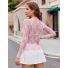 imageAvidlove Womens Mesh Top Long Sleeve Mock Neck Sheer Blouse See Through Floral Lace TopsPink