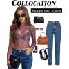 imageAvidlove Womens Mesh Top Long Sleeve Mock Neck Sheer Blouse See Through Floral Lace TopsPurple