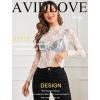 imageAvidlove Womens Mesh Top Long Sleeve Mock Neck Sheer Blouse See Through Floral Lace TopsWhite