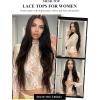 imageAvidlove Womens Mesh Top Long Sleeve Mock Neck Sheer Blouse See Through Floral Lace TopsWhite