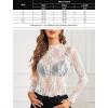 imageAvidlove Womens Mesh Top Long Sleeve Mock Neck Sheer Blouse See Through Floral Lace TopsWhite