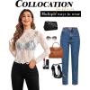imageAvidlove Womens Mesh Top Long Sleeve Mock Neck Sheer Blouse See Through Floral Lace TopsWhite