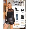 imageAvidlove Womens Sexy Mock Neck Sheer Mesh Long Sleeve Bodysuit Double Lined Slimming Body suit Going Out TopsBlack Geometric