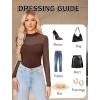 imageAvidlove Womens Sexy Mock Neck Sheer Mesh Long Sleeve Bodysuit Double Lined Slimming Body suit Going Out TopsBrown