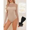 imageAvidlove Womens Sexy Mock Neck Sheer Mesh Long Sleeve Bodysuit Double Lined Slimming Body suit Going Out TopsChampagne