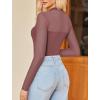 imageAvidlove Womens Sexy Mock Neck Sheer Mesh Long Sleeve Bodysuit Double Lined Slimming Body suit Going Out TopsDark Purple Red