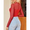 imageAvidlove Womens Sexy Mock Neck Sheer Mesh Long Sleeve Bodysuit Double Lined Slimming Body suit Going Out TopsRed