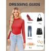 imageAvidlove Womens Sexy Mock Neck Sheer Mesh Long Sleeve Bodysuit Double Lined Slimming Body suit Going Out TopsRed