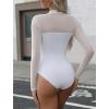 imageAvidlove Womens Sexy Mock Neck Sheer Mesh Long Sleeve Bodysuit Double Lined Slimming Body suit Going Out TopsWhite