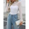 imageAvidlove Womens Sexy Mock Neck Sheer Mesh Long Sleeve Bodysuit Double Lined Slimming Body suit Going Out TopsWhite