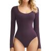 imageAvidlove Bodysuits for Women Long Sleeve Body Suits Womens Scoop Neck Bodysuit Double Lined TopsPurple