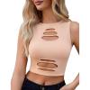 imageAvidlove Fishnet Top for Women Sexy Cut Out Crop Short Hollow Out Cropped Tank TopBeige