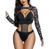 imageAvidlove Rave Outfits for Women Festival Sexy Lingerie Bodysuit Buckle Shrug Crop Top SetHalloween Black