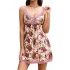 imageAvidlove Women Sexy Sleepwear Lace Chemise Nightgown Full Slip Babydoll SleepwearPink Floral