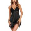imageAvidlove WomenS Nightgowns Sexy Lace Night Gown Satin VNeck Chemise Plus Size Sikly NightgownsBlack