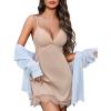imageAvidlove WomenS Nightgowns Sexy Lace Night Gown Satin VNeck Chemise Plus Size Sikly NightgownsKhaki